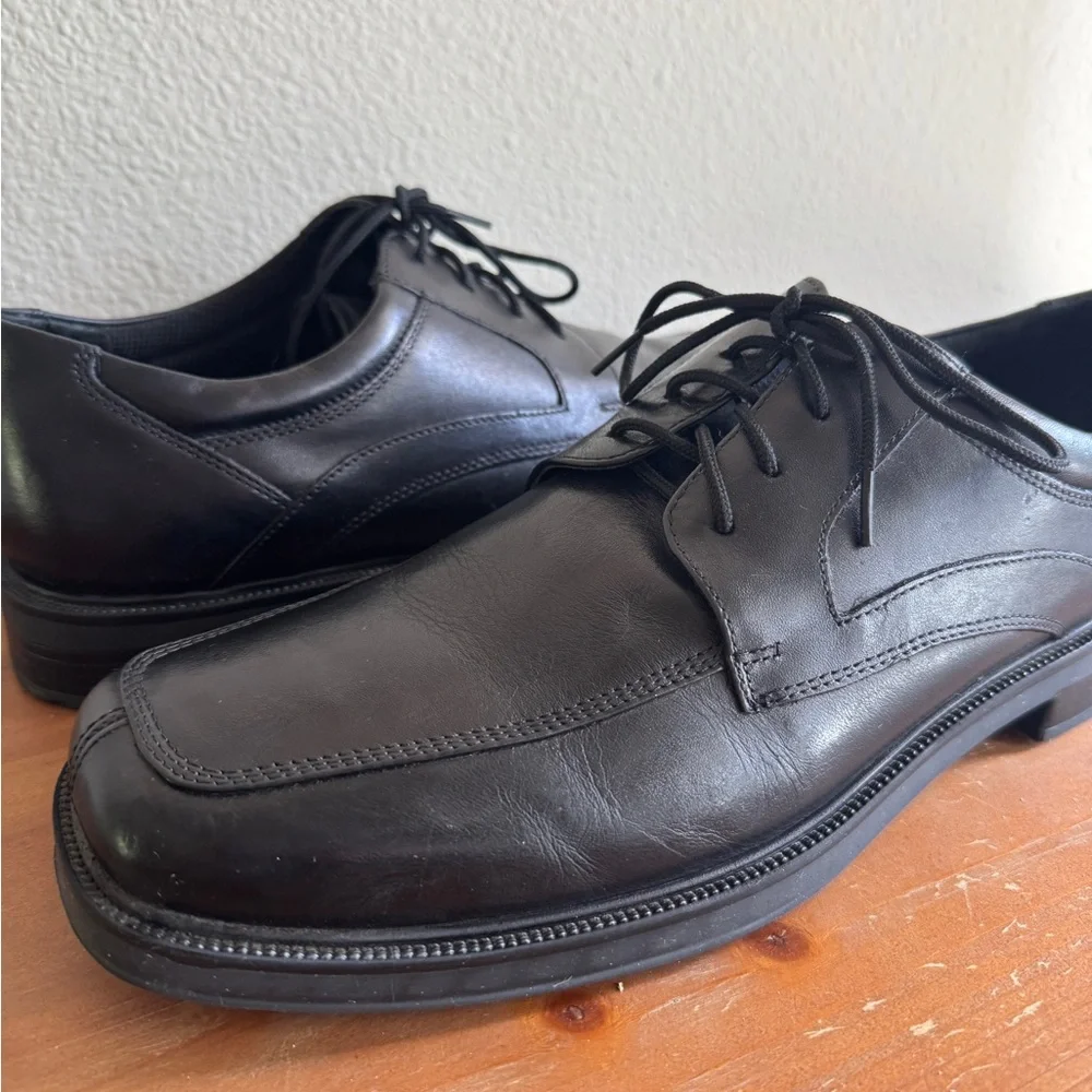 Nunn Bush Comfort Gel Black Leather Derby Shoes 12M Oxford Dress Business Office